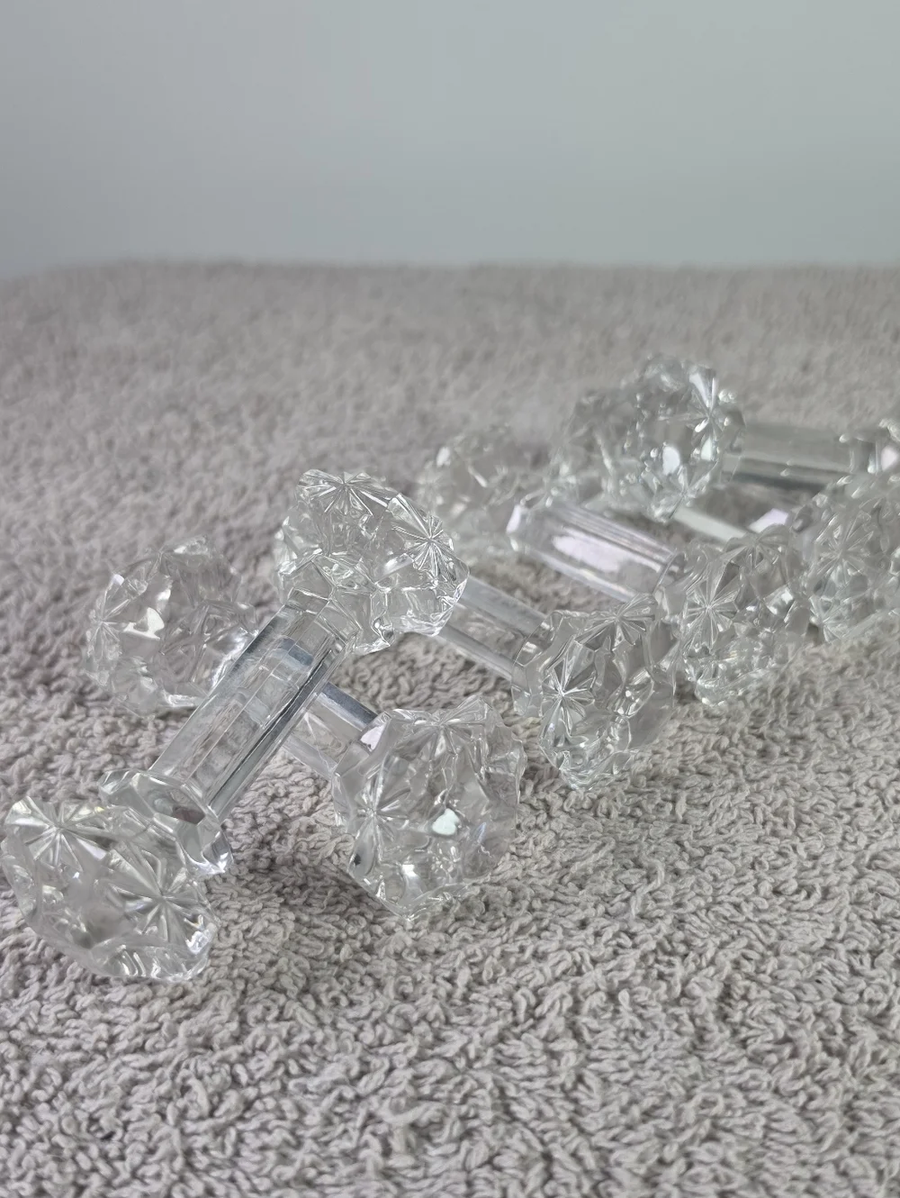 Vintage Faceted Glass Dumbbell-Shape Knife Rests Set Of Six